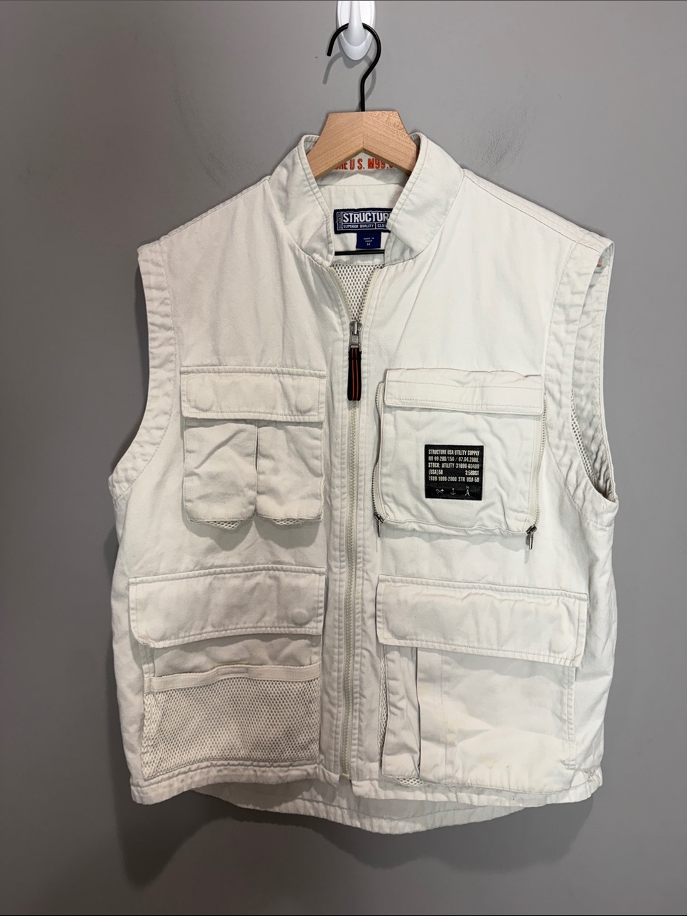 Structure‎ Men's Light Tan Utility Vest Size Medium Outdoor Fishing